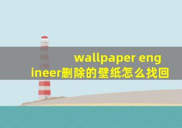 wallpaper engineer删除的壁纸怎么找回